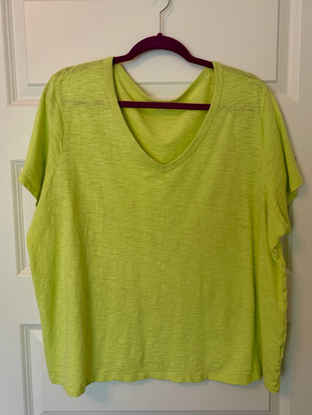 Old Navy V‑Neck Short Sleeve Top - Neon Lime
